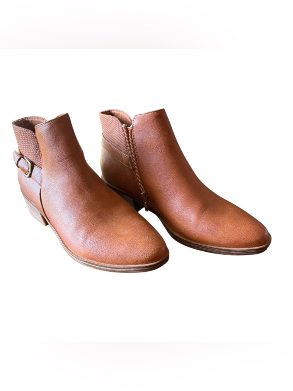 BareTraps Brown Casual Ankle Boots – Comfort Zip Booties Size 8
